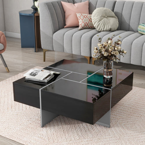 Unique Design Coffee Table With 4 Hidden Storage Compartments