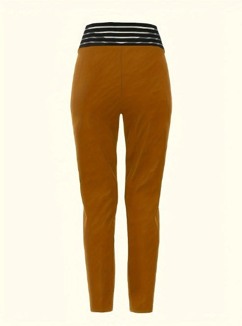 Ladies' Solid Color Hollow High Waist Fashionable Slimming Casual Pants