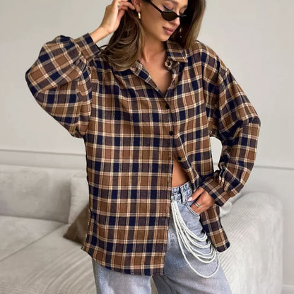 Fashion Plaid Shirt Loose Plaid