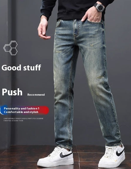 Slim Straight Elastic Business Light Luxury Casual Men's